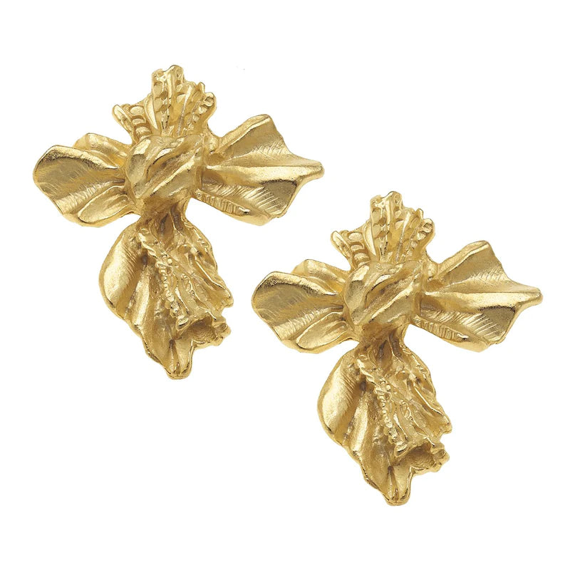 Susan Shaw Gold Vintage French Cross Earrings