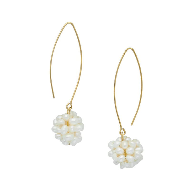 Susan Shaw Freshwater Pearl Cluster on Gold Threader Earrings