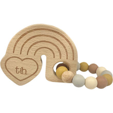 Load image into Gallery viewer, Three Hearts Rainbow Wooden Teether

