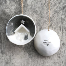 Load image into Gallery viewer, Jesus, Mary and Joseph Porcelain Nativity Half Bauble
